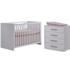 Tulip Juvenile Cribs|Dressers>Contempo Island Convertible Crib + 4-Drawer Dresser Combo