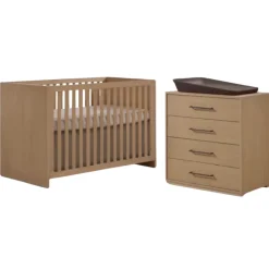 Tulip Juvenile Cribs|Dressers>Contempo Island Convertible Crib + 4-Drawer Dresser Combo