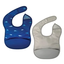 Tiny Twinkle Bibs & Burp Cloths>Mess-proof Silicone Pocket Bibs - 2 Pack
