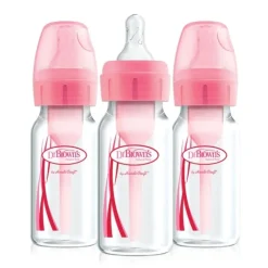 Dr Brown's Bottle Feeding>Option+ Narrow 4oz Bottle - Pink (3 Pack)