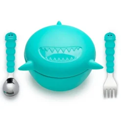 Melii Baby Tableware>Silicone Animal Bowl with Lid and Utensils