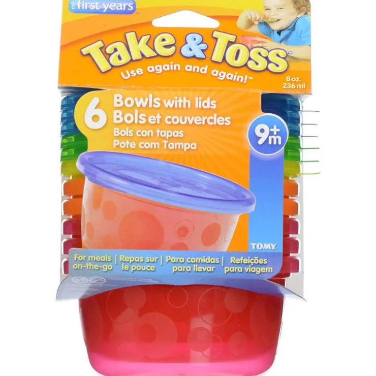 The First Years Tableware>Take & Toss 8 oz Bowls With Lids - 6 Pack
